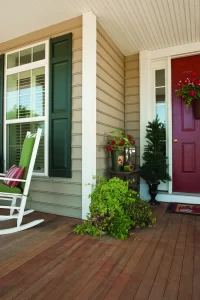 Newly installed windows make the front porch look even sharper in Highland.